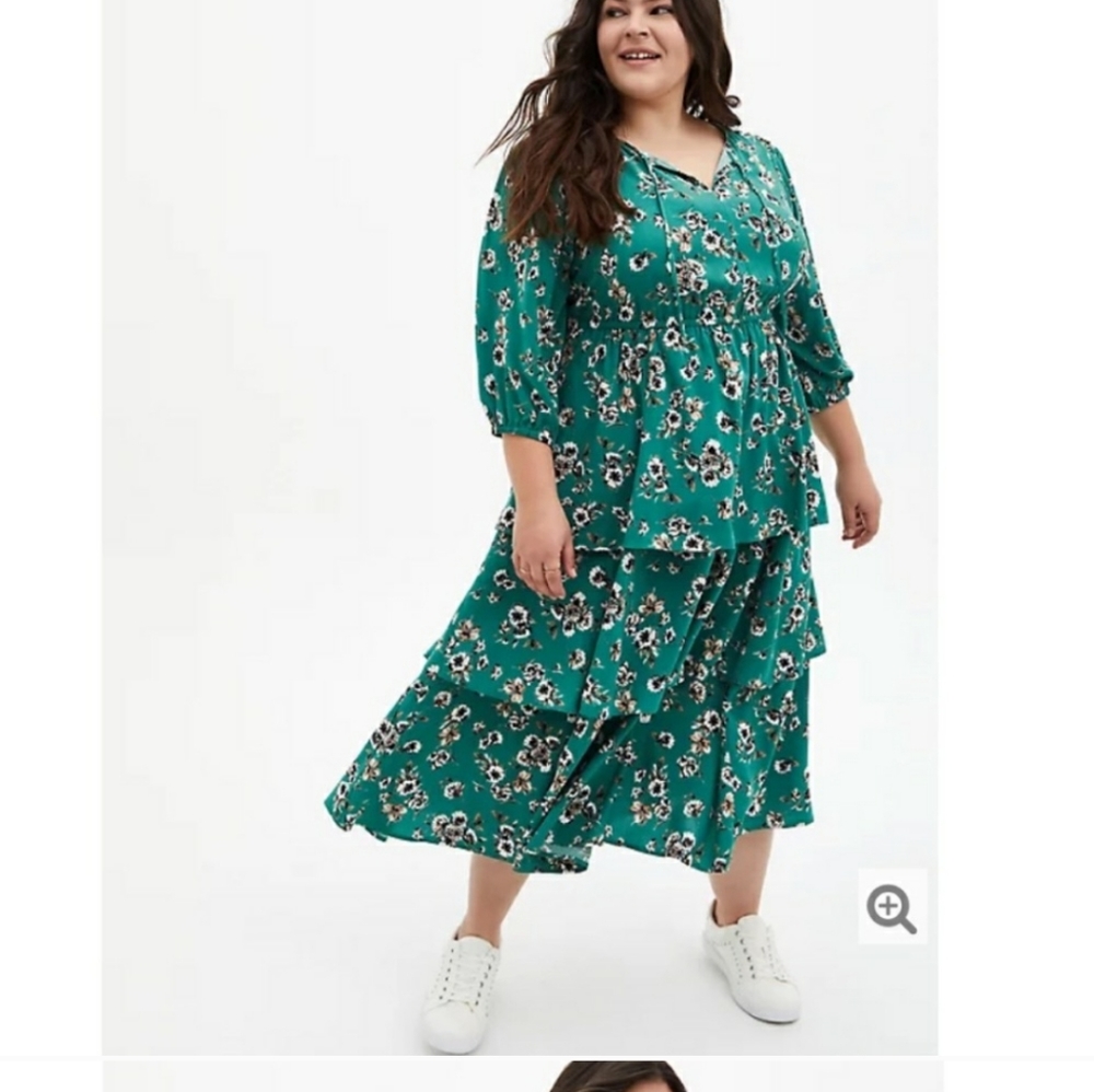 torrid challis green floral dress size 1X